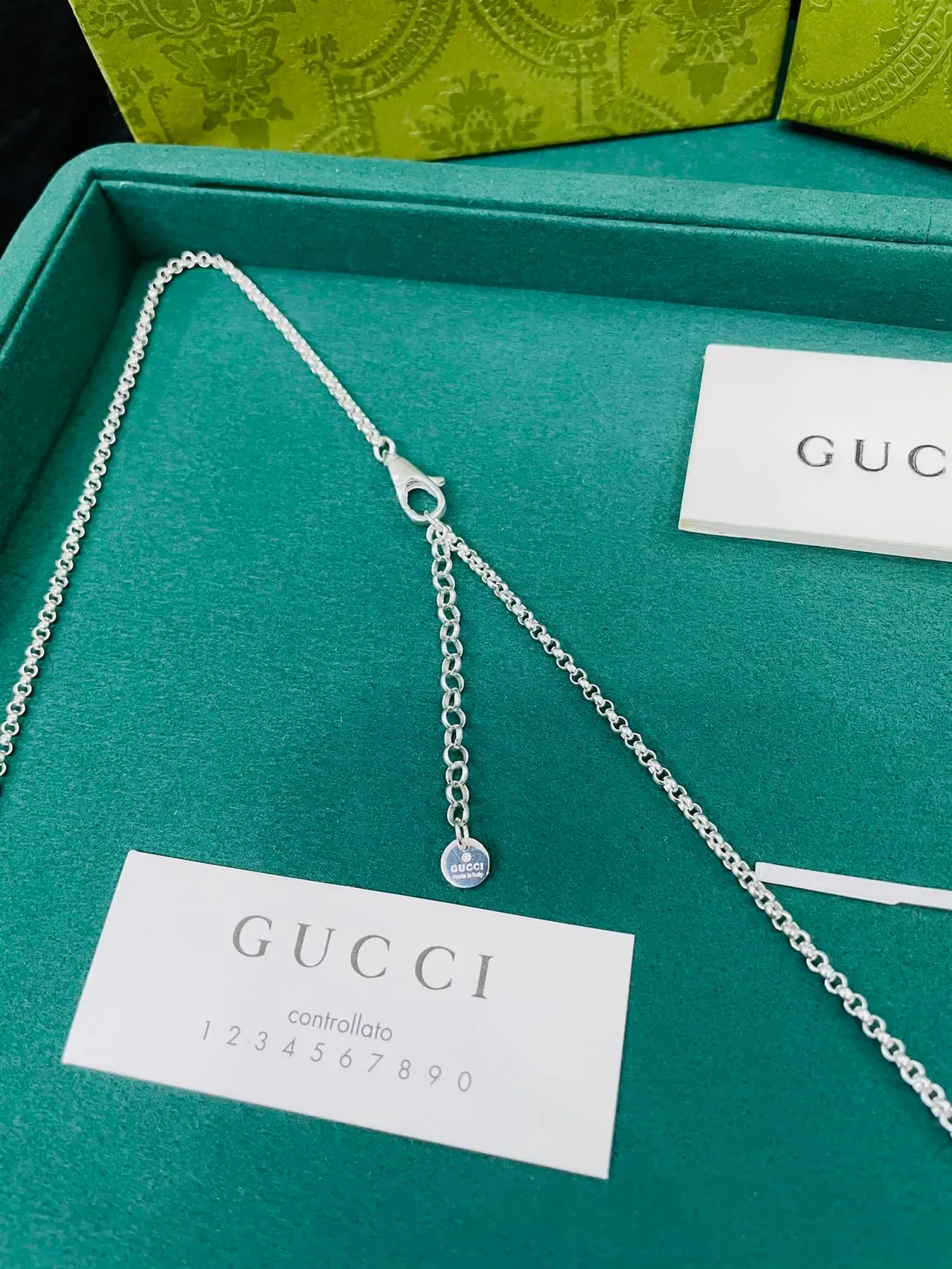Gucci Interlocking G Blue Enamel Pendant Necklace 3