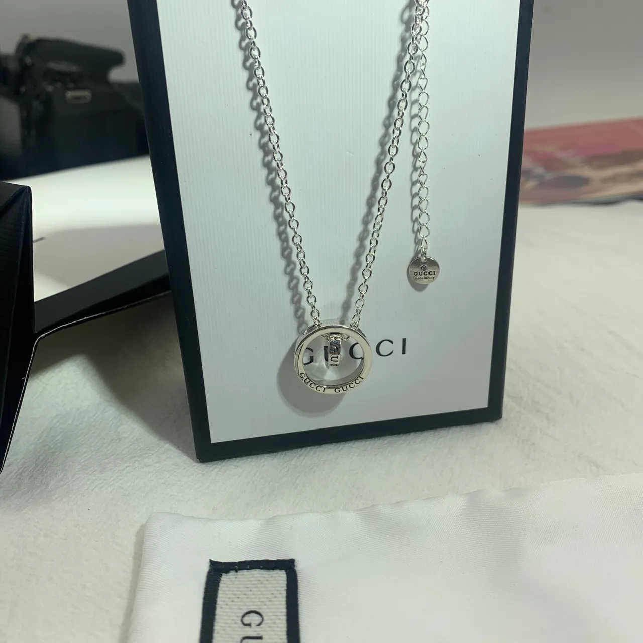 Gucci Interlocking G Circular Pendant Silver Necklace 3