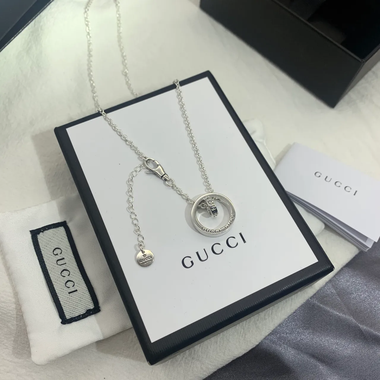 Gucci Interlocking G Circular Pendant Silver Necklace 5