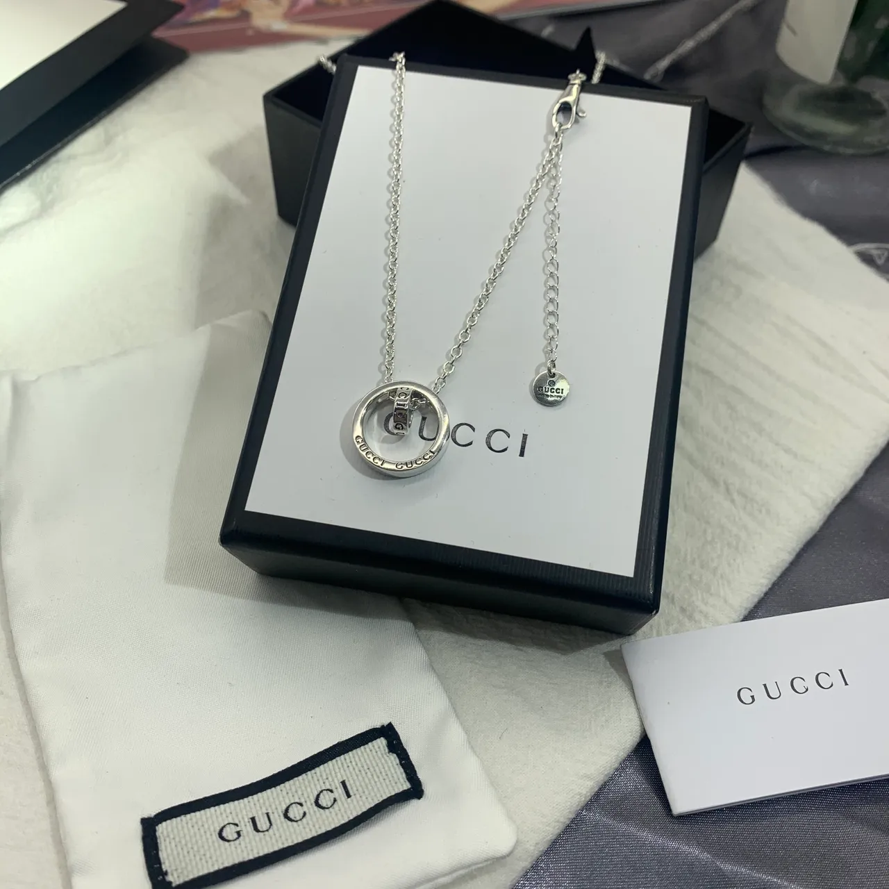 Gucci Interlocking G Circular Pendant Silver Necklace 6