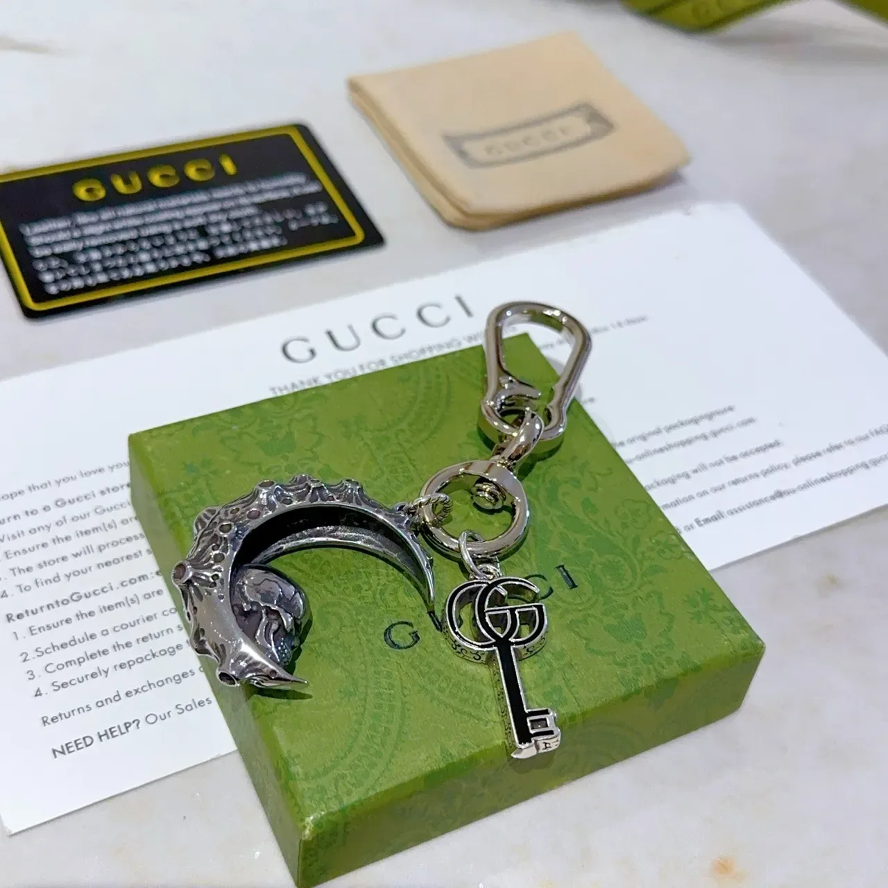 Gucci Interlocking G Crescent Moon Keychain Jewelry 5