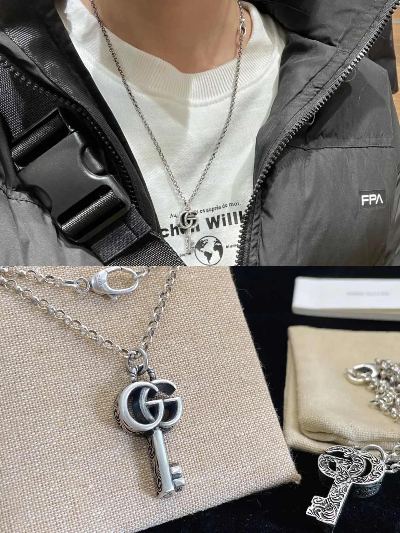 Gucci Key Interlocking GG Silver-Toned Necklace 2