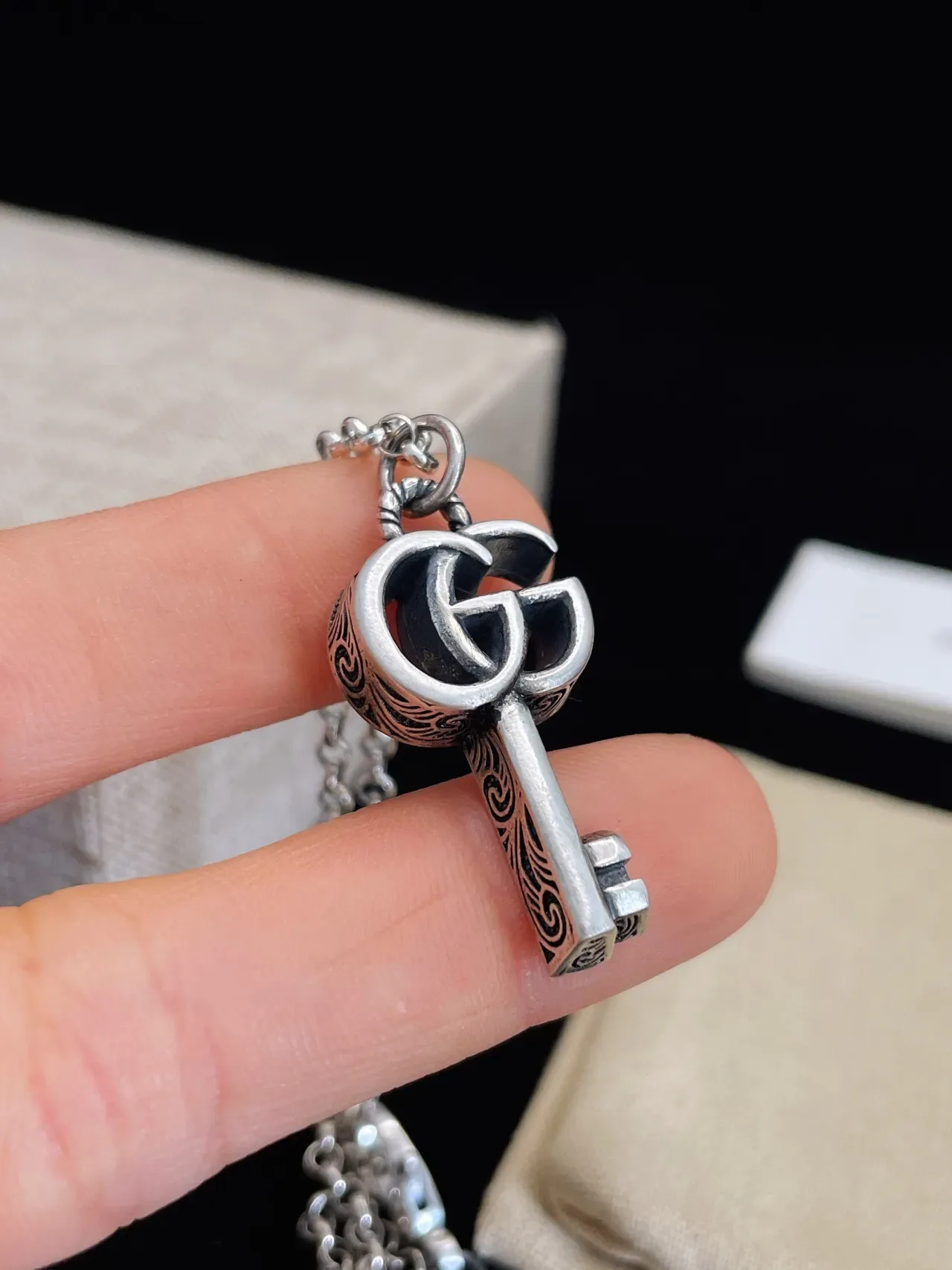 Gucci Key Interlocking GG Silver-Toned Necklace 5