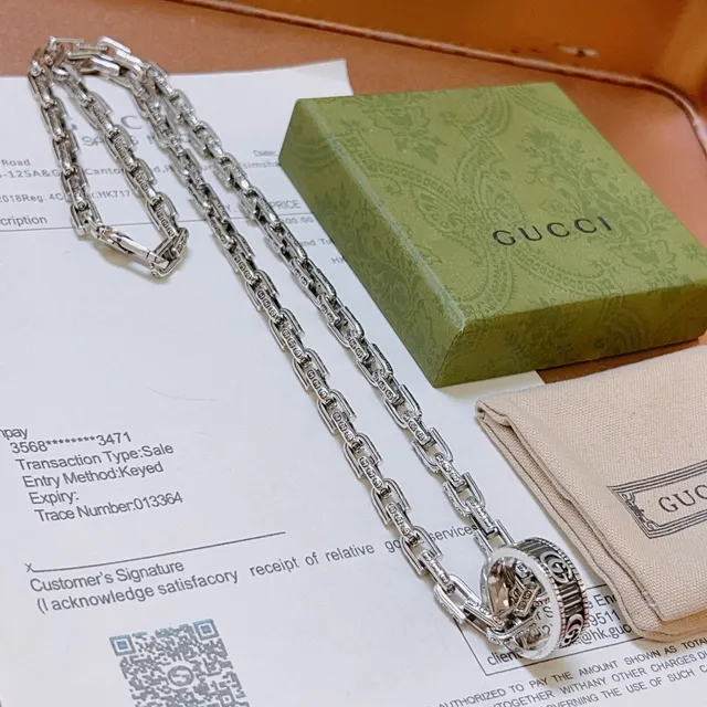 Gucci Link to Love Silver Integrated Ring Pendant Necklace 3