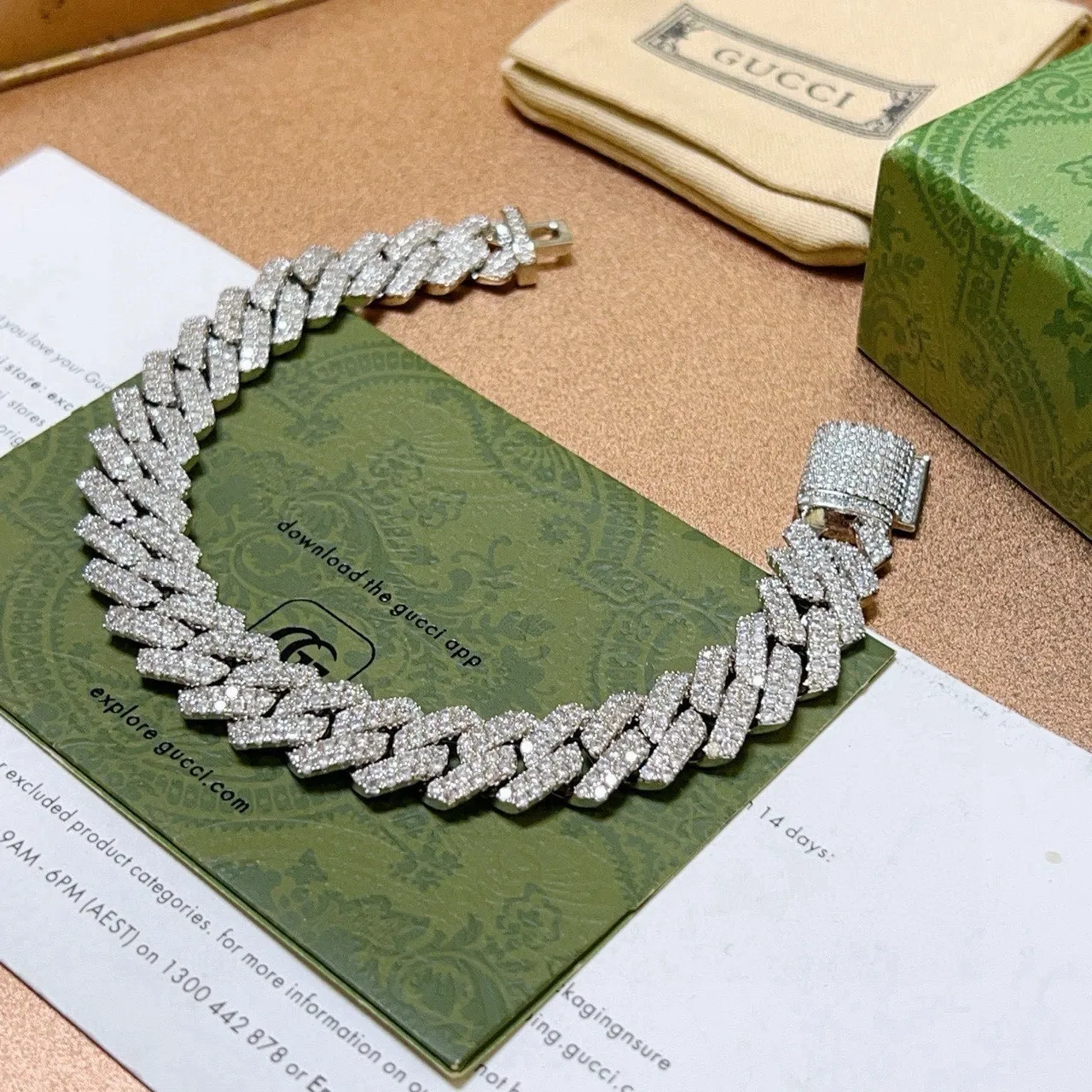 Gucci Multi-Row Pavé Curb Link Bracelet 5