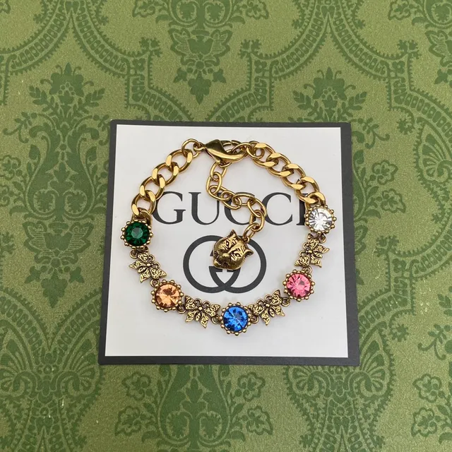 Gucci Multicolor Crystal Tiger Charm Bracelet 1
