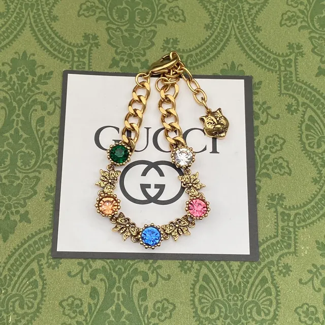 Gucci Multicolor Crystal Tiger Charm Bracelet 4