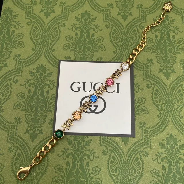 Gucci Multicolor Crystal Tiger Charm Bracelet 6