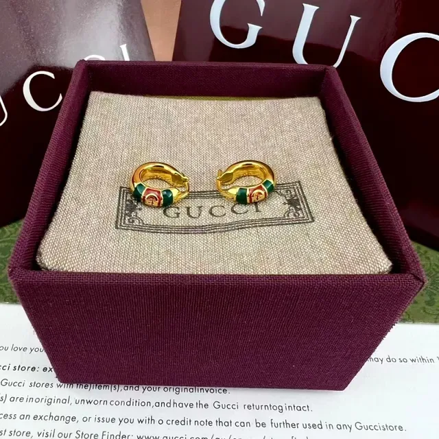 Gucci Multicolor Silver Enamel-Accented Interlocking G Logo Earrings 4