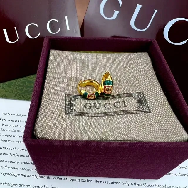 Gucci Multicolor Silver Enamel-Accented Interlocking G Logo Earrings 5