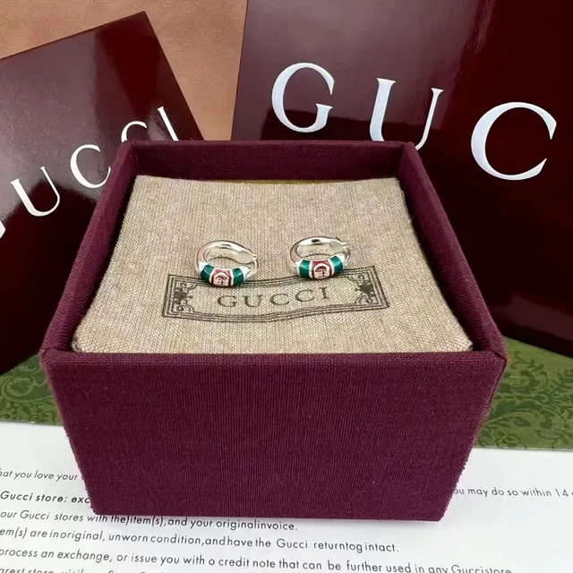 Gucci Multicolor Silver Enamel-Accented Interlocking G Logo Earrings 6