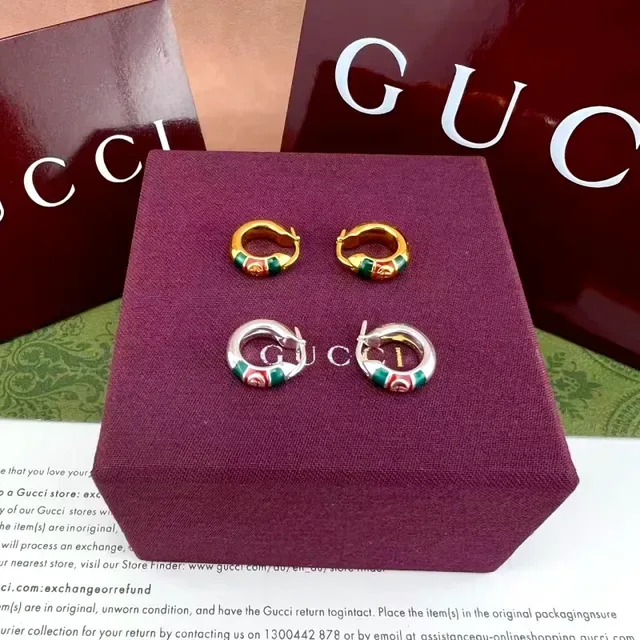 Gucci Multicolor Silver Enamel-Accented Interlocking G Logo Earrings 8