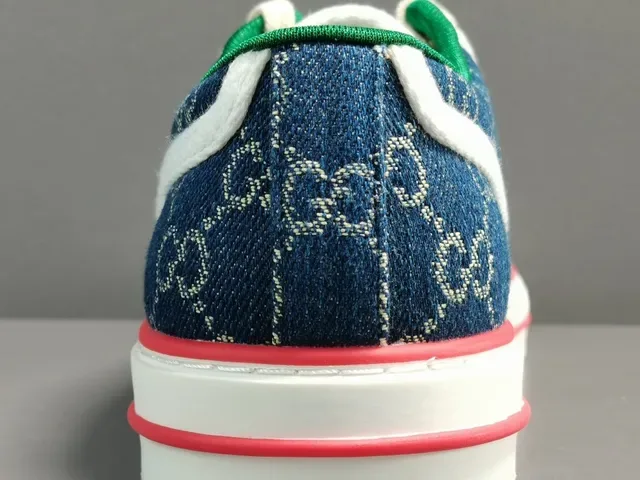 Gucci Navy Red GG Monogram Canvas Web Stripe Detail Lifestyle Sneakers 5