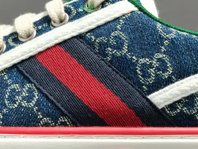 Gucci Navy Red GG Monogram Canvas Web Stripe Detail Lifestyle Sneakers 10