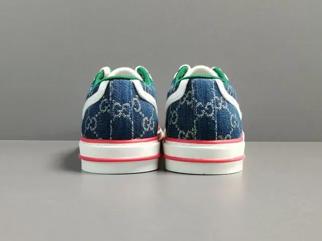 Gucci Navy Red GG Monogram Canvas Web Stripe Detail Lifestyle Sneakers 12