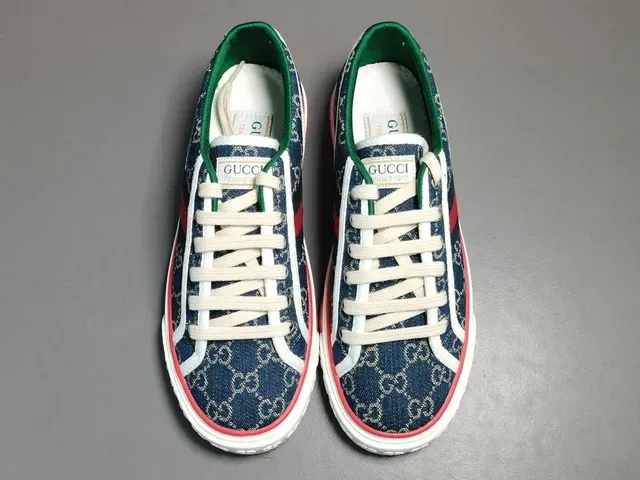 Gucci Navy Red GG Monogram Canvas Web Stripe Detail Lifestyle Sneakers 15