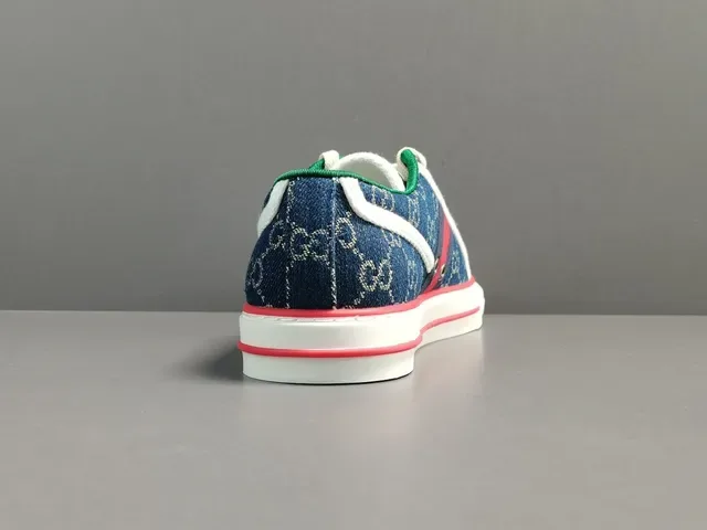Gucci Navy Red GG Monogram Canvas Web Stripe Detail Lifestyle Sneakers 17