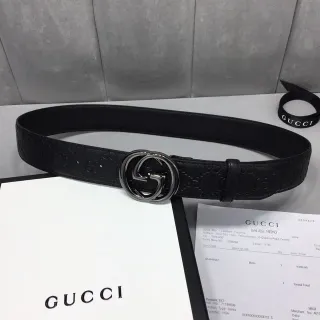 Gucci Ophidia Black Embossed GG Leather Belt
