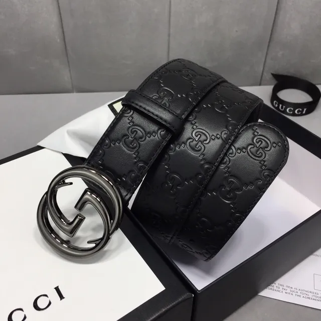 Gucci Ophidia Black Embossed GG Leather Belt 4