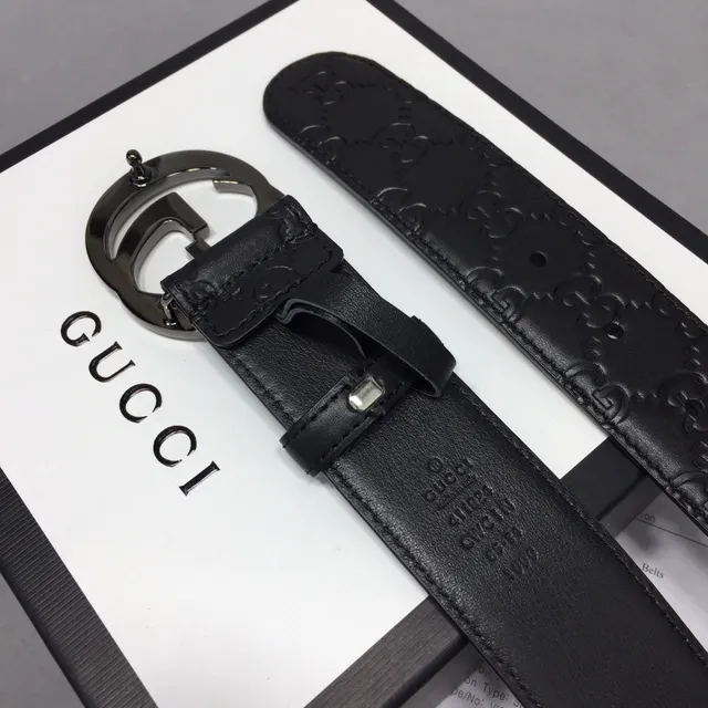 Gucci Ophidia Black Embossed GG Leather Belt 8
