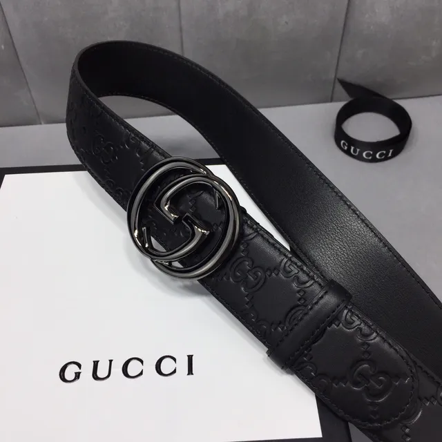 Gucci Ophidia Black Embossed GG Leather Belt 9