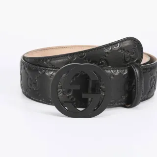 Gucci Ophidia Black Embossed GG Leather Belt