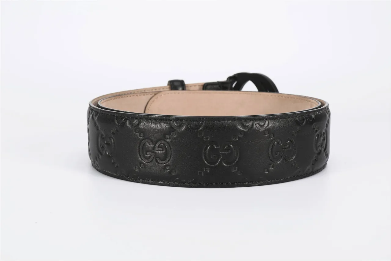 Gucci Ophidia Black Embossed GG Leather Belt 4