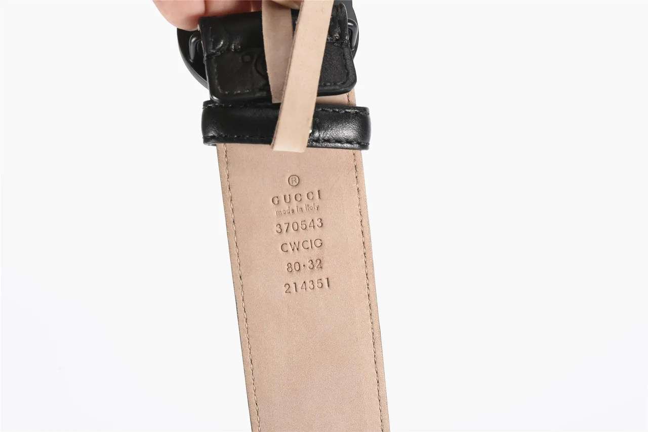 Gucci Ophidia Black Embossed GG Leather Belt 8