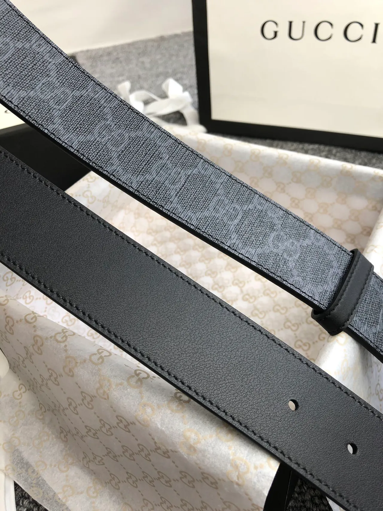 Gucci Ophidia Black GG Monogram Leather Belt 2