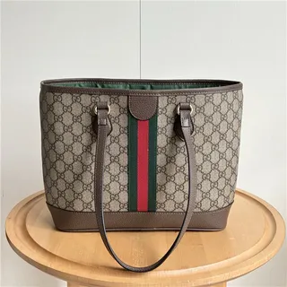 Gucci Ophidia GG Monogram Toile Bordeaux Rayures Web Sac Tote 9