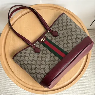 Gucci Ophidia GG Monogram Toile Bordeaux Rayures Web Sac Tote 12