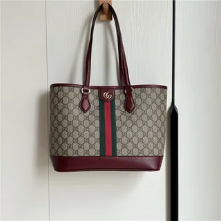 Gucci Ophidia GG Monogram Toile Bordeaux Rayures Web Sac Tote 16