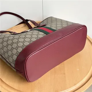 Gucci Ophidia GG Monogram Toile Bordeaux Rayures Web Sac Tote 17
