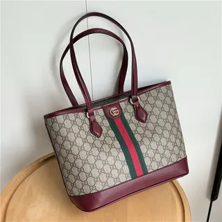 Gucci Ophidia GG Monogram Toile Bordeaux Rayures Web Sac Tote 18