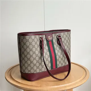 Gucci Ophidia GG Monogram Toile Bordeaux Rayures Web Sac Tote 20