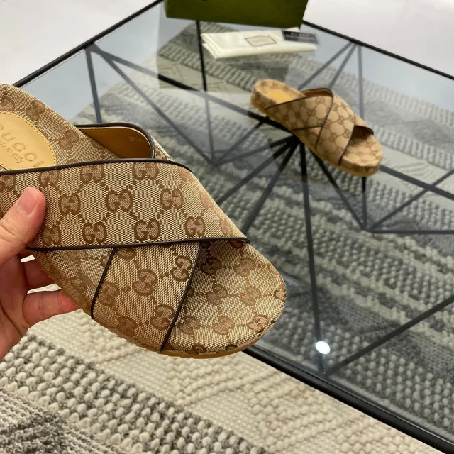 Gucci Ophidia GG Monogram Cross-Strap Slippers 3