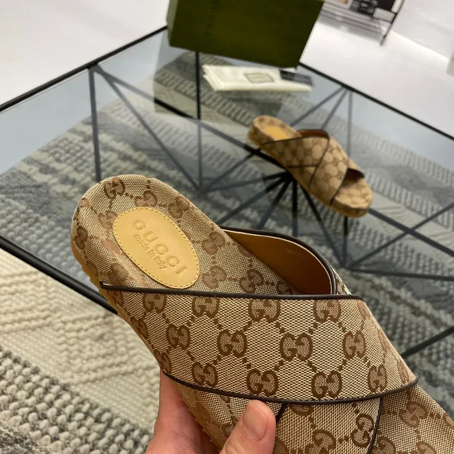 Gucci Ophidia GG Monogram Cross-Strap Slippers 4