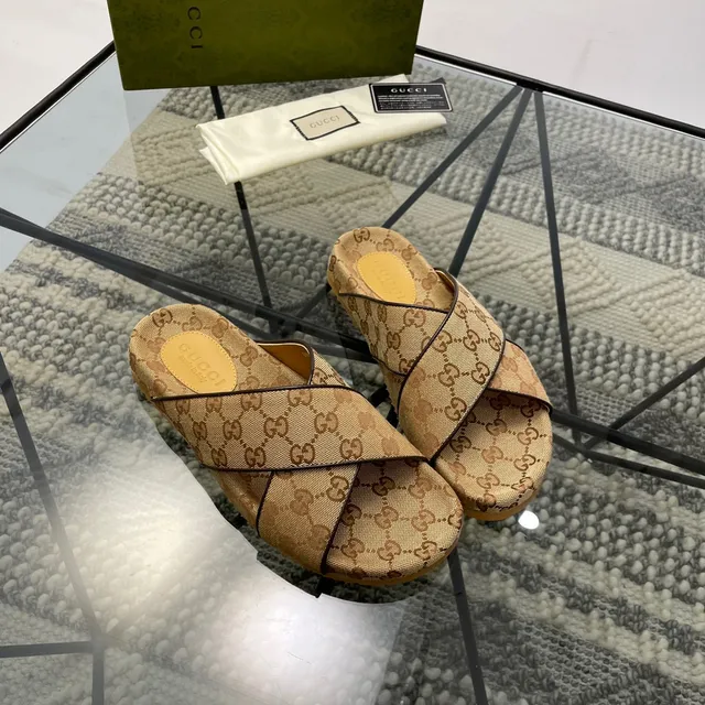 Gucci Ophidia GG Monogram Cross-Strap Slippers 7