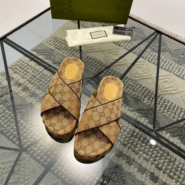 Gucci Ophidia GG Monogram Cross-Strap Slippers 8
