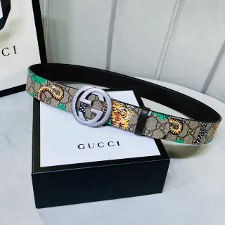 Gucci Ophidia GG Monogram Tiger and Snake Print Leather Belt