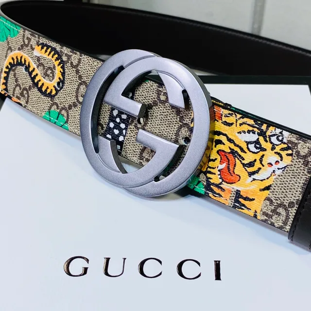 Gucci Ophidia GG Monogram Ceinture en cuir avec motif tigre et serpent 2