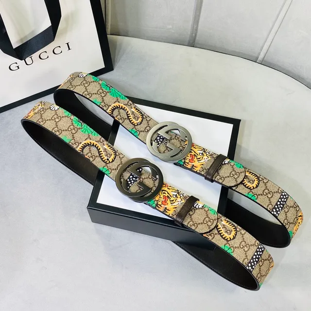 Gucci Ophidia GG Monogram Ceinture en cuir avec motif tigre et serpent 7