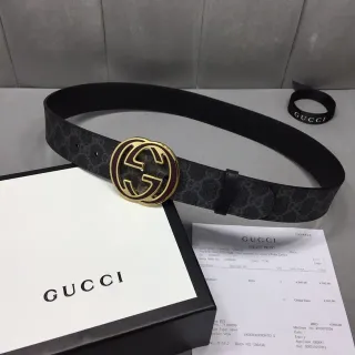 Gucci Ophidia ইন্টারলকিং জি বাকেল কালো GG Supreme চামড়ার বেল্ট
