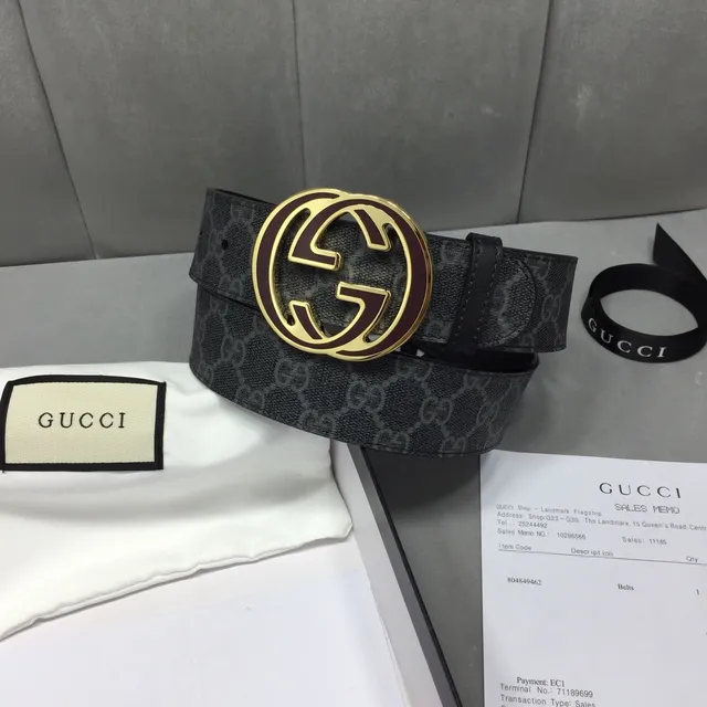 حزام جلدي أسود Gucci Ophidia مبزلة إنترلوكينج G GG Supreme 2