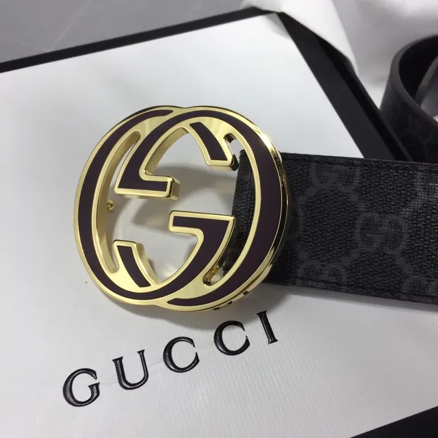 حزام جلدي أسود Gucci Ophidia مبزلة إنترلوكينج G GG Supreme 3