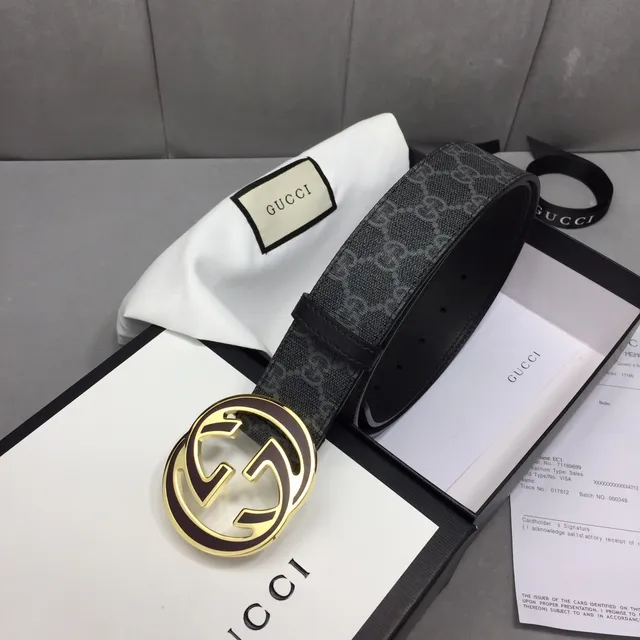 حزام جلدي أسود Gucci Ophidia مبزلة إنترلوكينج G GG Supreme 4