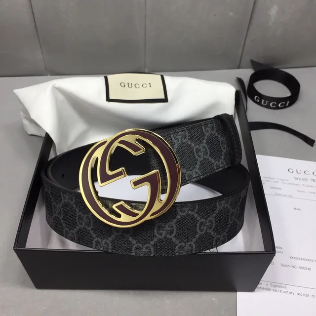 حزام جلدي أسود Gucci Ophidia مبزلة إنترلوكينج G GG Supreme 5