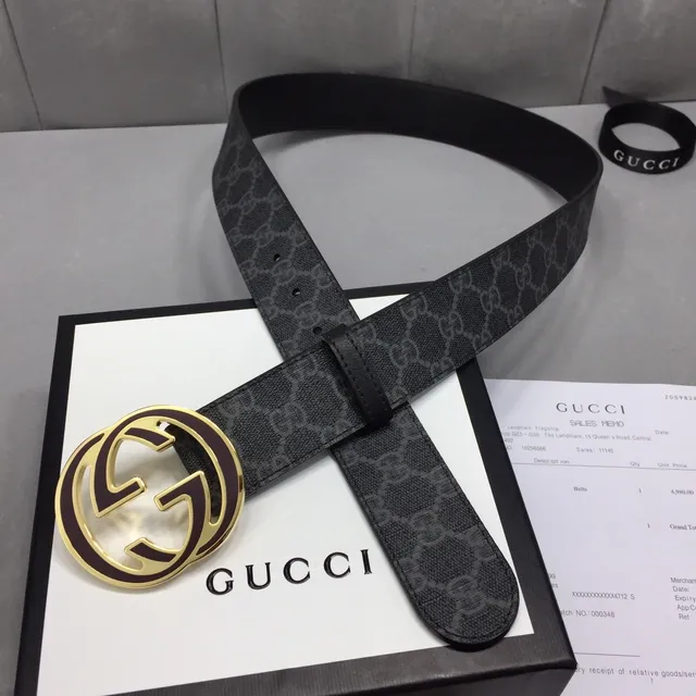 حزام جلدي أسود Gucci Ophidia مبزلة إنترلوكينج G GG Supreme 6
