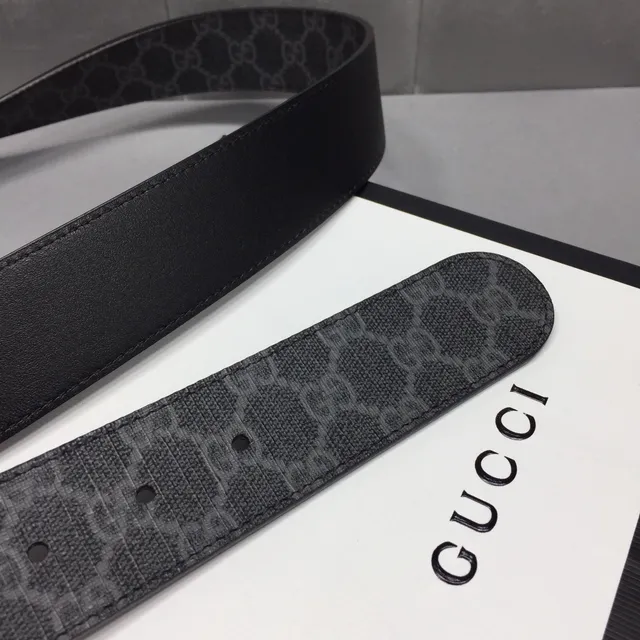 حزام جلدي أسود Gucci Ophidia مبزلة إنترلوكينج G GG Supreme 7