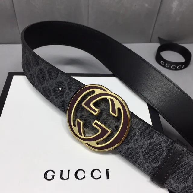 حزام جلدي أسود Gucci Ophidia مبزلة إنترلوكينج G GG Supreme 8